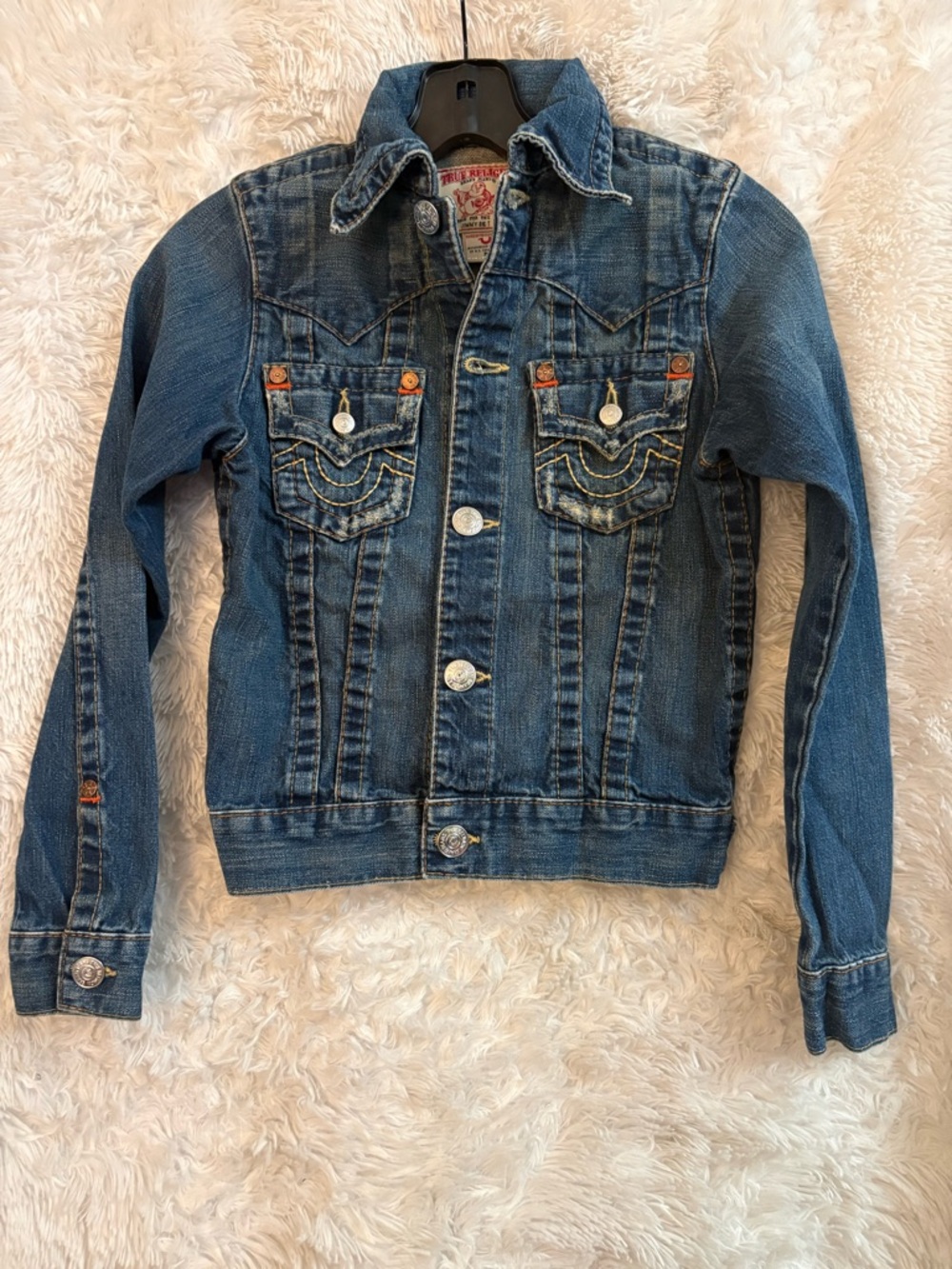 True Religion Denim Jacket with Red Logo Patch